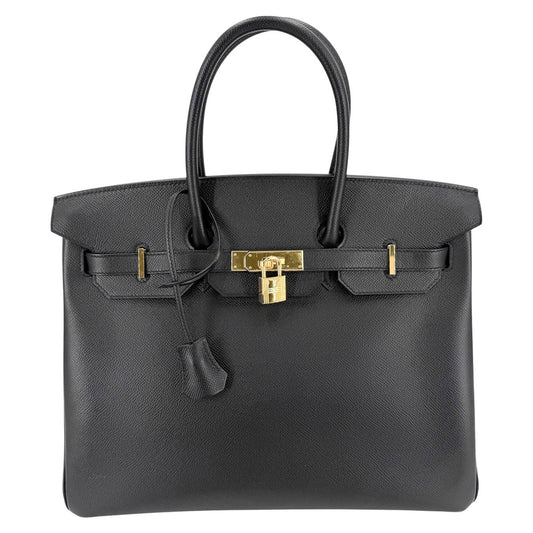 HERMES エルメス ハンドバッグ バーキン35 内縫い D刻印 レザー ブラック 黒 ゴールド金具 レディース 2019年【中古品】