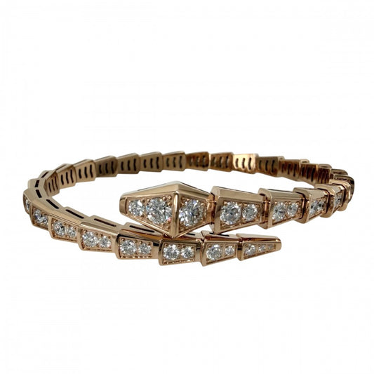 BVLGARI ブルガリ バングル セルペンティ ヴァイパー ブレスレット アクセサリー ジュエリー 18金PG Au750 14サイズ メンズ レディース K18ピンクゴールド ダイヤモンド ユニセックス 約23.0g【中古品】