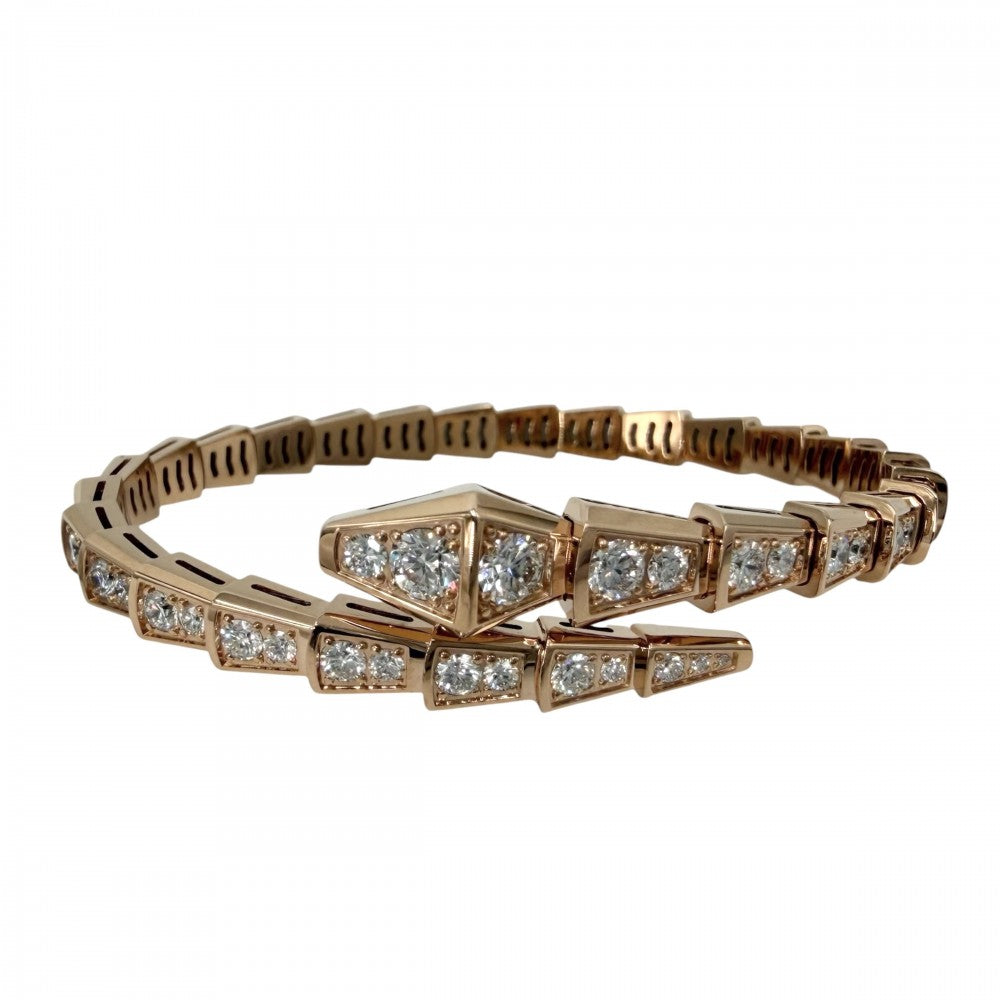 BVLGARI ブルガリ バングル セルペンティ ヴァイパー ブレスレット アクセサリー ジュエリー 18金PG Au750 14サイズ メンズ レディース K18ピンクゴールド ダイヤモンド ユニセックス 約23.0g【中古品】