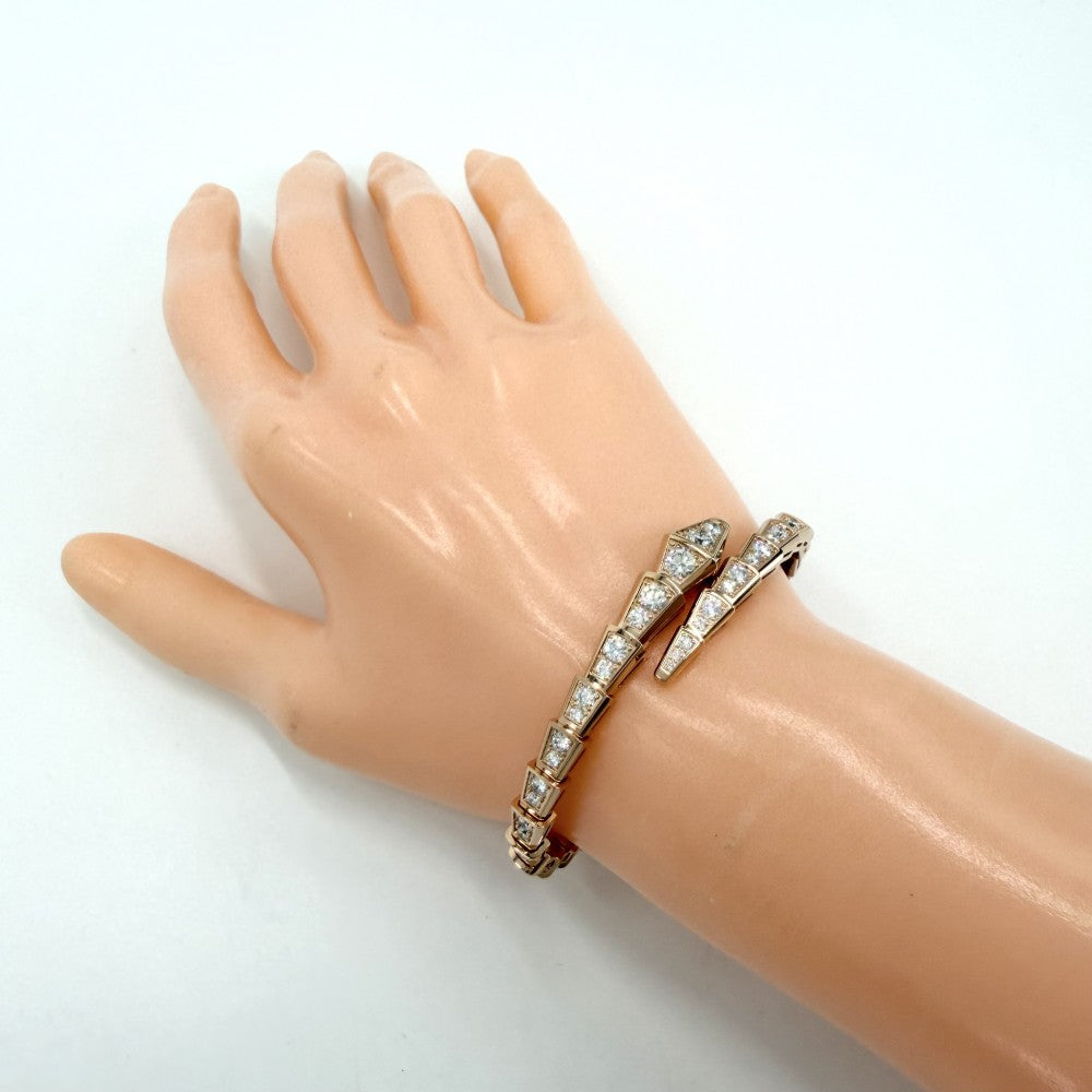 BVLGARI ブルガリ バングル セルペンティ ヴァイパー ブレスレット アクセサリー ジュエリー 18金PG Au750 14サイズ メンズ レディース K18ピンクゴールド ダイヤモンド ユニセックス 約23.0g【中古品】