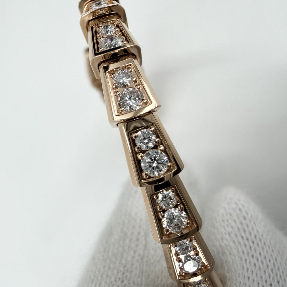 BVLGARI ブルガリ バングル セルペンティ ヴァイパー ブレスレット アクセサリー ジュエリー 18金PG Au750 14サイズ メンズ レディース K18ピンクゴールド ダイヤモンド ユニセックス 約23.0g【中古品】