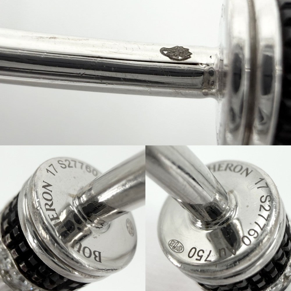 Boucheron ブシュロン バングル キャトル ブラック 1モチーフ ジュエリー 18金WG Au750 K18ホワイトゴールド ダイヤモンド レディース 約11.2g【中古品】
