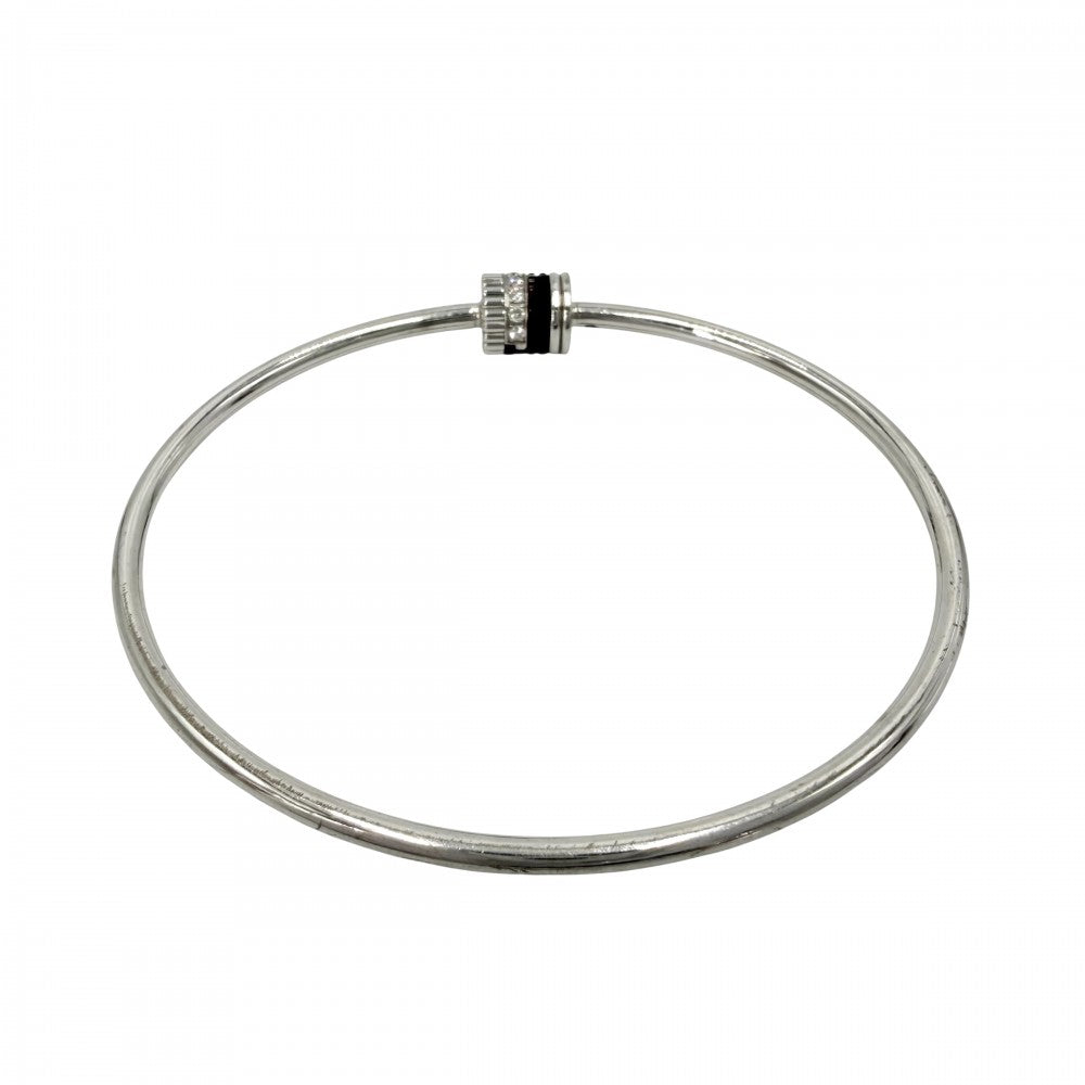 Boucheron ブシュロン バングル キャトル ブラック 1モチーフ ジュエリー 18金WG Au750 K18ホワイトゴールド ダイヤモンド レディース 約11.2g【中古品】