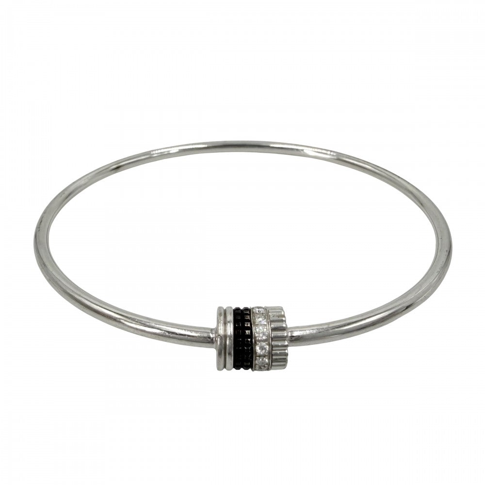 Boucheron ブシュロン バングル キャトル ブラック 1モチーフ ジュエリー 18金WG Au750 K18ホワイトゴールド ダイヤモンド レディース 約11.2g【中古品】