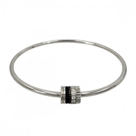 Boucheron ブシュロン バングル キャトル ブラック 1モチーフ ジュエリー 18金WG Au750 K18ホワイトゴールド ダイヤモンド レディース 約11.2g【中古品】