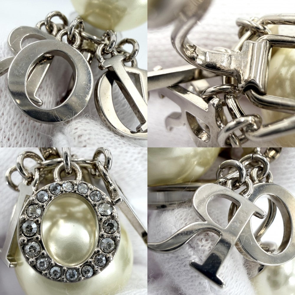 Christian Dior クリスチャンディオール イヤリング TRIBALES トライバル ロゴ スイング アクセサリー 小物 レジンパール クリスタル ホワイト 白 レディース 約13.2g【中古品】