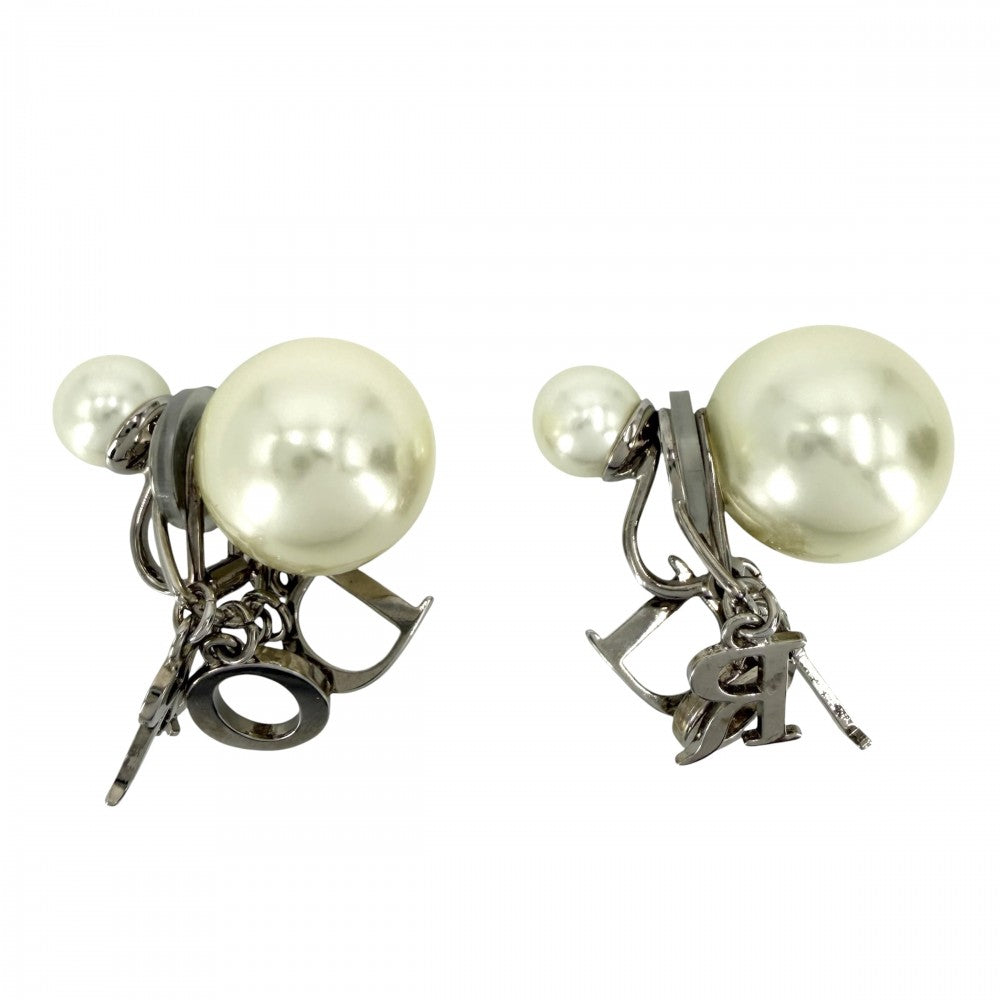 Christian Dior クリスチャンディオール イヤリング TRIBALES トライバル ロゴ スイング アクセサリー 小物 レジンパール クリスタル ホワイト 白 レディース 約13.2g【中古品】