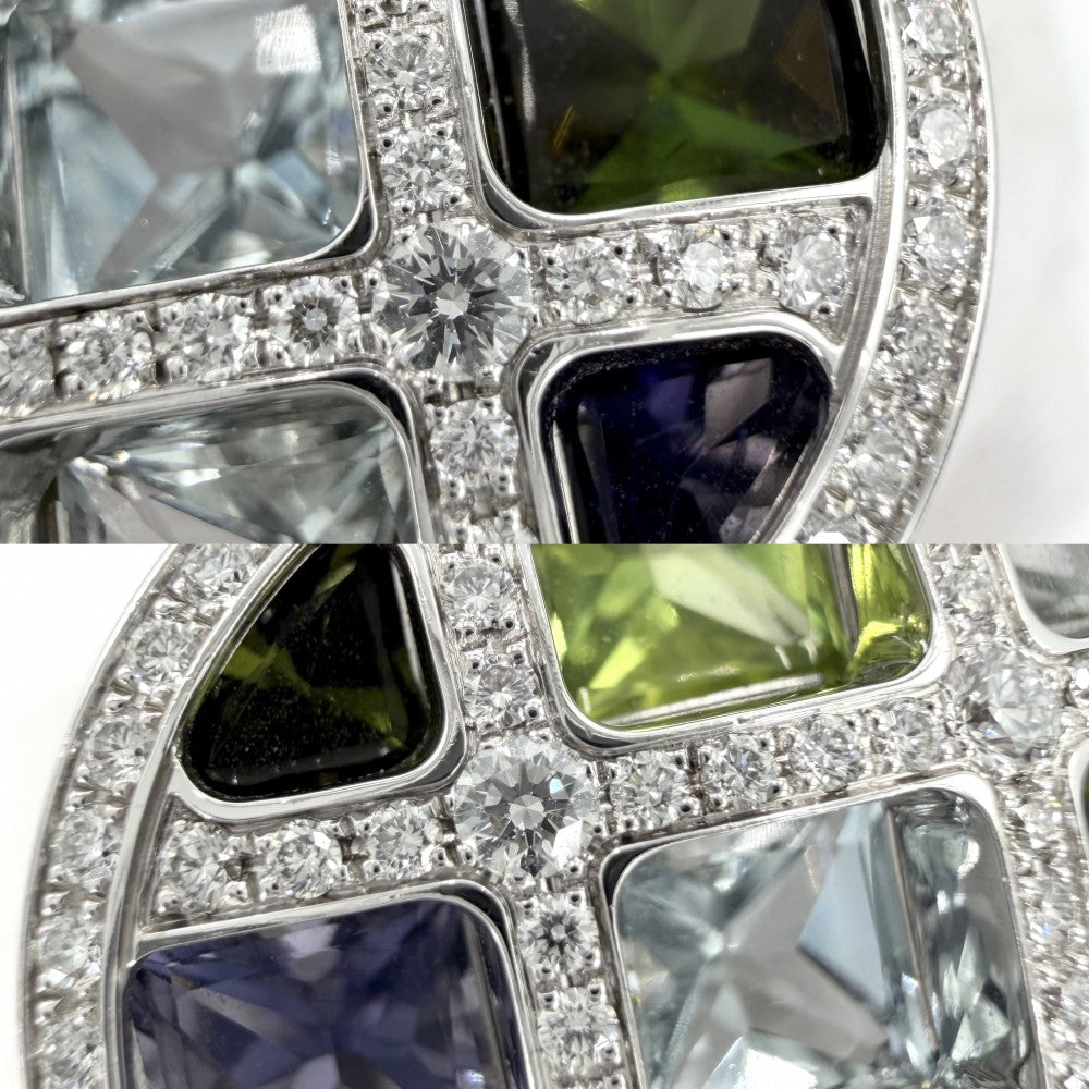 CARTIER カルティエ 指輪 グリッド パシャ ジュエリー アクセサリー 18金WG Au750 51サイズ K18ホワイトゴールド ダイヤモンド 約10.5号 マルチカラー レディース 約24.4g【中古品】