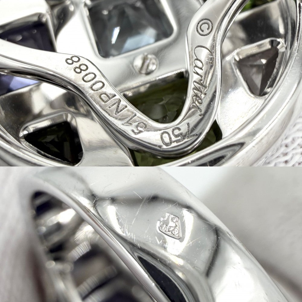 CARTIER カルティエ 指輪 グリッド パシャ ジュエリー アクセサリー 18金WG Au750 51サイズ K18ホワイトゴールド ダイヤモンド 約10.5号 マルチカラー レディース 約24.4g【中古品】
