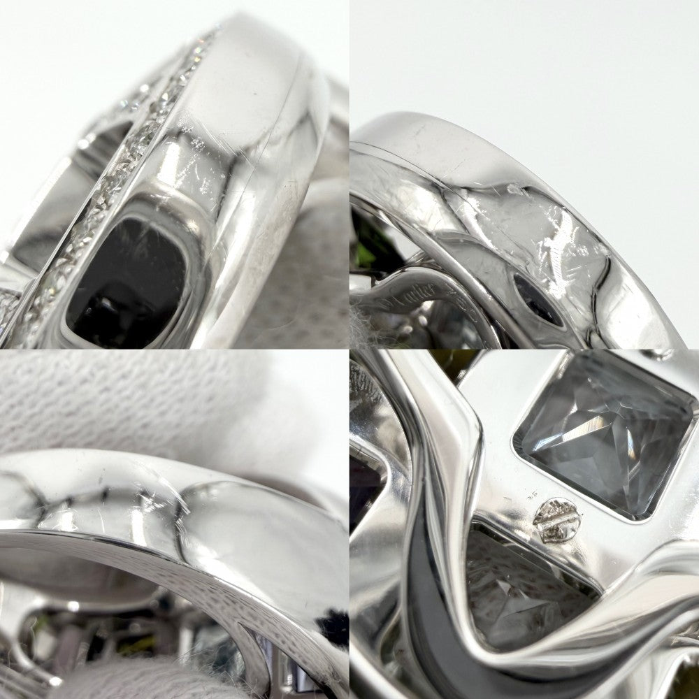 CARTIER カルティエ 指輪 グリッド パシャ ジュエリー アクセサリー 18金WG Au750 51サイズ K18ホワイトゴールド ダイヤモンド 約10.5号 マルチカラー レディース 約24.4g【中古品】