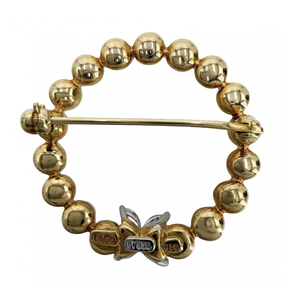 TIFFANY&Co. ティファニー ブローチ ビクトリア アクセサリー ジュエリー 18金 K18ゴールド PT950 ダイヤモンド ホワイト 白 ゴールド金具 レディース 約6.4g【中古品】