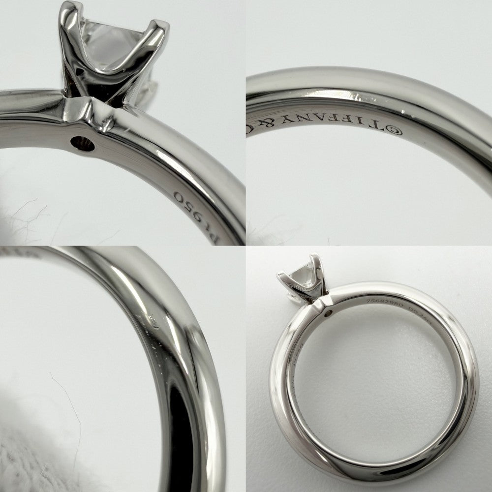 TIFFANY&Co. ティファニー 指輪 ソリティア リング ジュエリー アクセサリー エンゲージメント リング スクエアカット Pt950プラチナ ダイヤモンド0.26ct 約6.5号 レディース 約3.4g【中古品】
