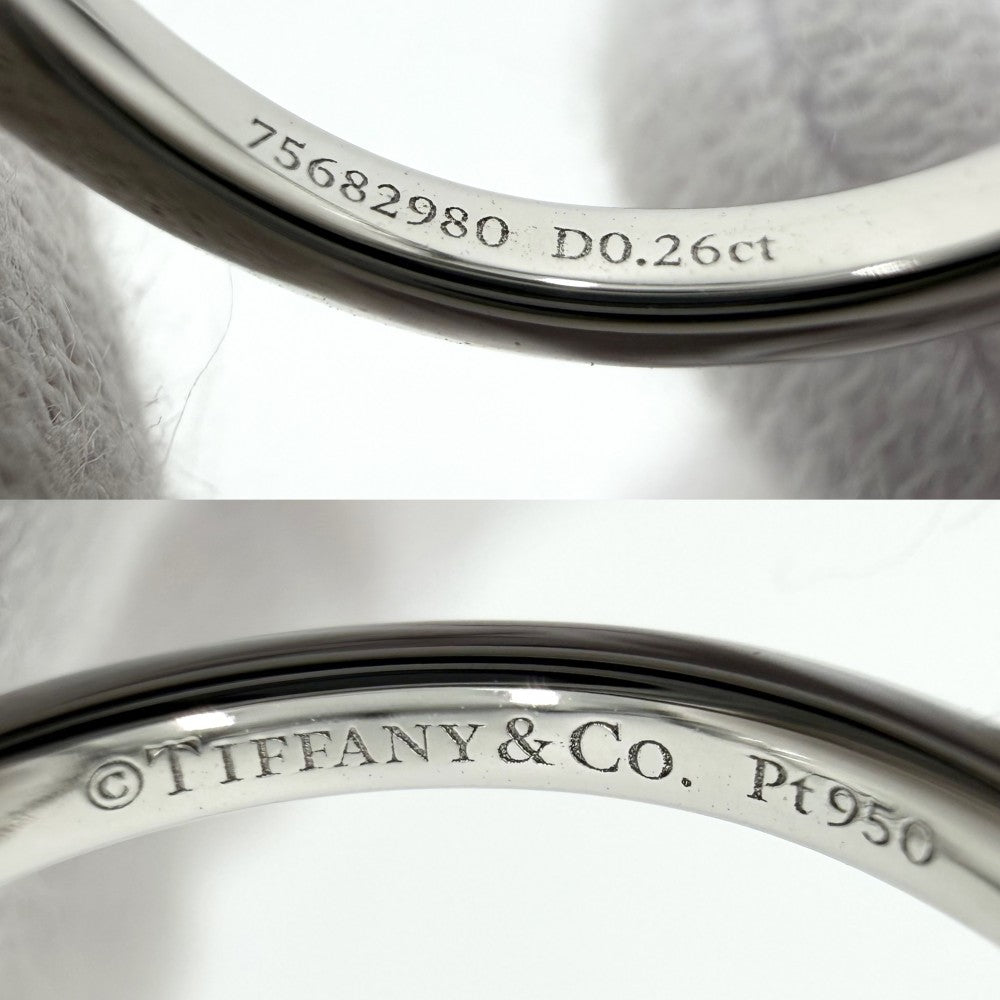 TIFFANY&Co. ティファニー 指輪 ソリティア リング ジュエリー アクセサリー エンゲージメント リング スクエアカット Pt950プラチナ ダイヤモンド0.26ct 約6.5号 レディース 約3.4g【中古品】