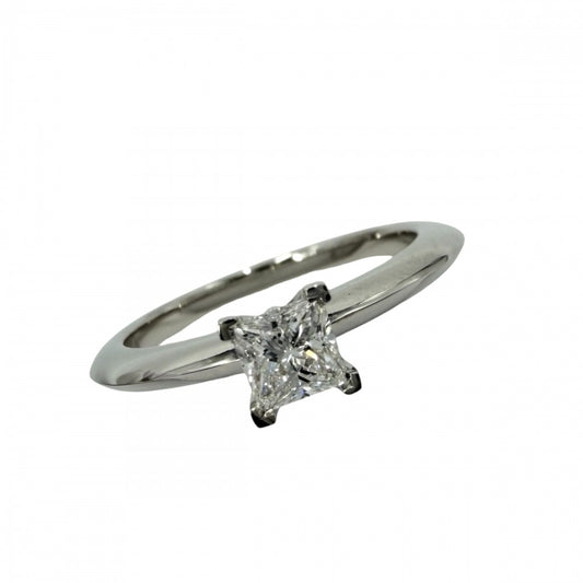 TIFFANY&Co. ティファニー 指輪 ソリティア リング ジュエリー アクセサリー エンゲージメント リング スクエアカット Pt950プラチナ ダイヤモンド0.26ct 約6.5号 レディース 約3.4g【中古品】