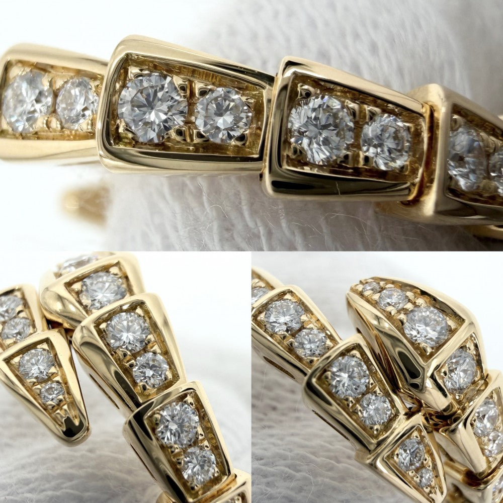 BVLGARI ブルガリ 指輪 リング セルペンティ ヴァイパー ジュエリー アクセサリー Au750 18金YG Sサイズ K18イエローゴールド ダイヤモンド 約10号 ゴールド レディース 約5.7g【中古品】