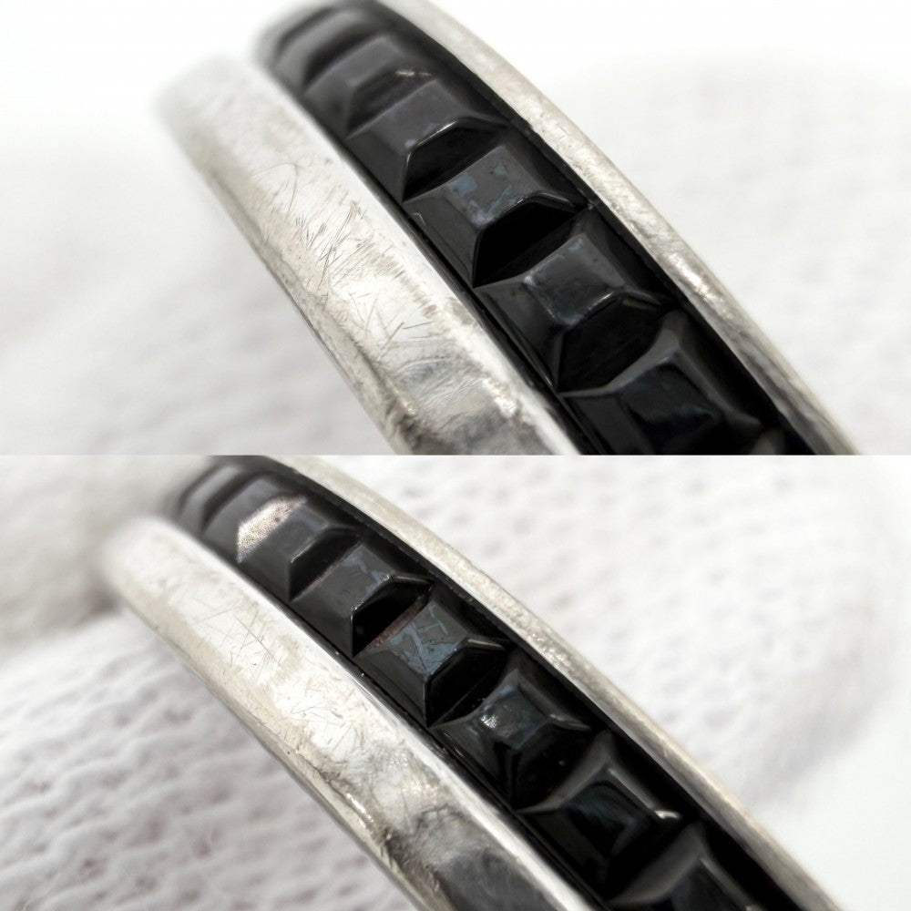 Boucheron ブシュロン 指輪 キャトル ブラック リングハーフ ジュエリー アクセサリー 18金WG Au750 64サイズ K18ホワイトゴールド 約23号 メンズ 約5.1g【中古品】