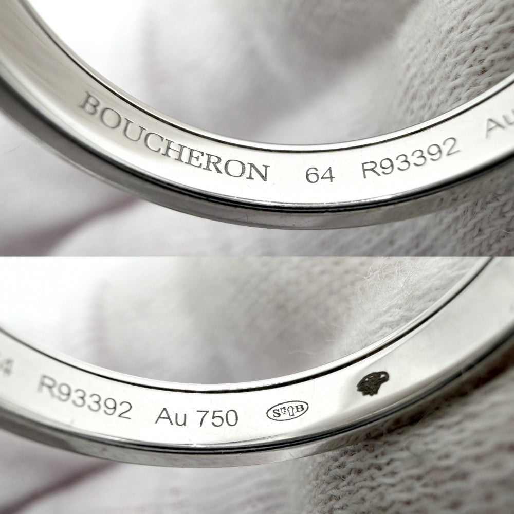 Boucheron ブシュロン 指輪 キャトル ブラック リングハーフ ジュエリー アクセサリー 18金WG Au750 64サイズ K18ホワイトゴールド 約23号 メンズ 約5.1g【中古品】