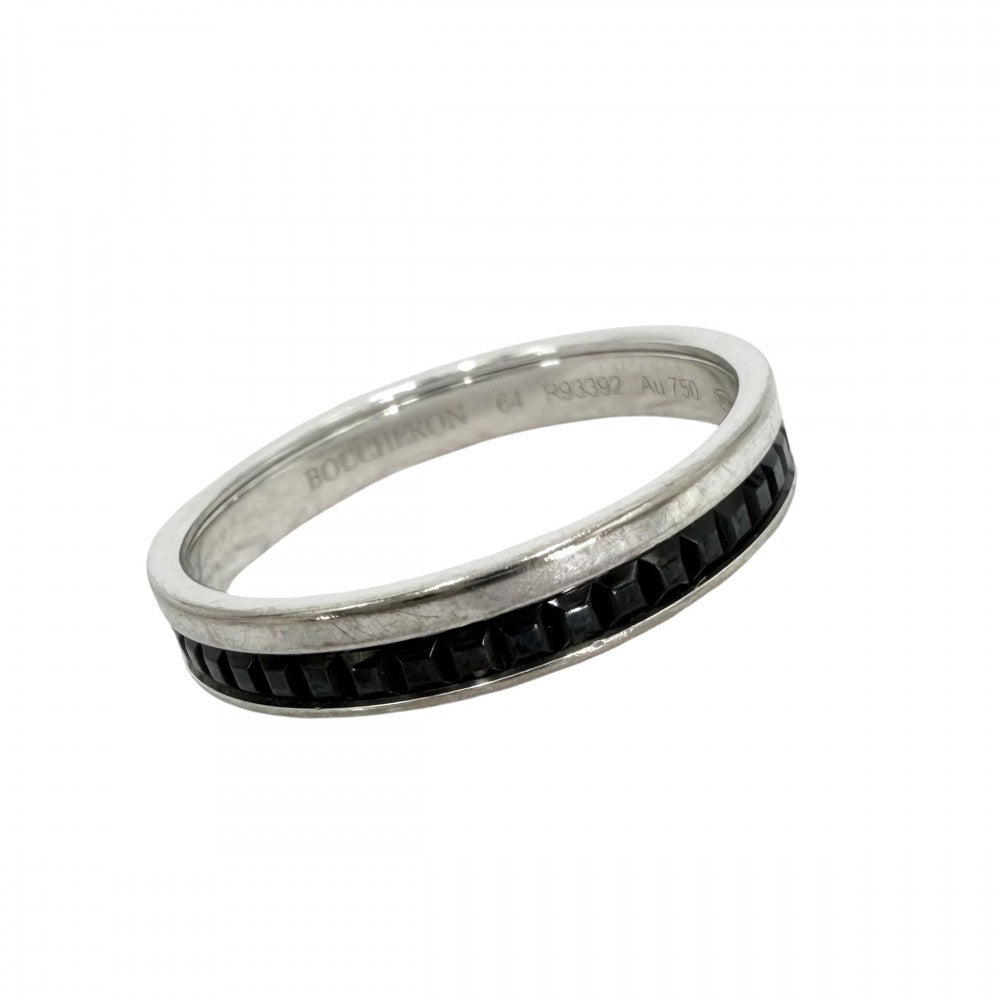 Boucheron ブシュロン 指輪 キャトル ブラック リングハーフ ジュエリー アクセサリー 18金WG Au750 64サイズ K18ホワイトゴールド 約23号 メンズ 約5.1g【中古品】