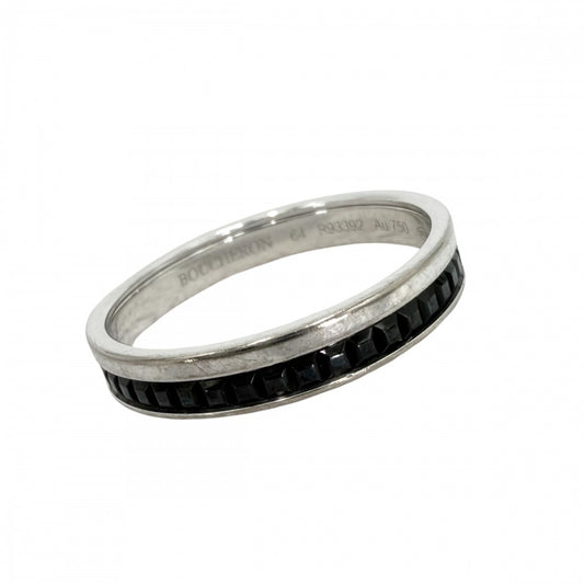 Boucheron ブシュロン 指輪 キャトル ブラック リングハーフ ジュエリー アクセサリー 18金WG Au750 64サイズ K18ホワイトゴールド 約23号 メンズ 約5.1g【中古品】