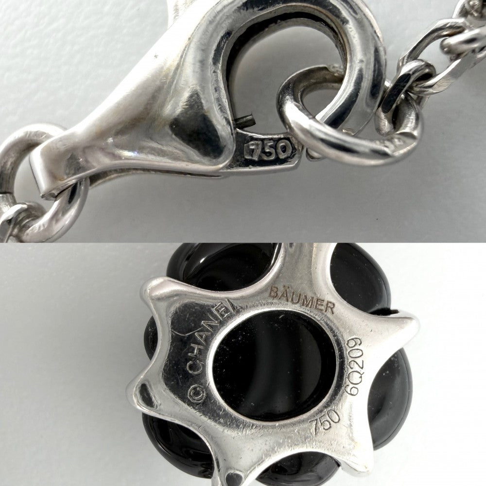 CHANEL シャネル ブレスレット カメリアコレクション チェーン アクセサリー 18金WG 750 K18ホワイトゴールド ダイヤモンド ブラック 黒 レディース 約3.7g【中古品】