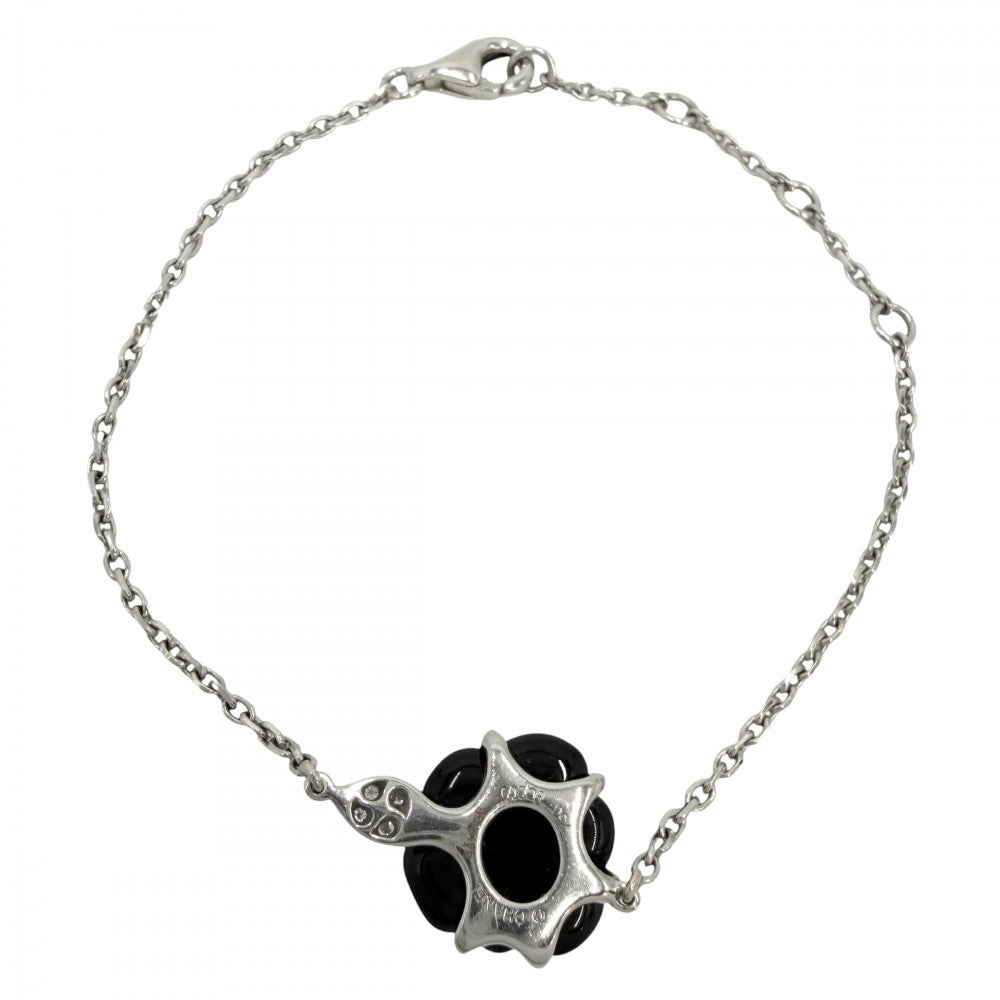 CHANEL シャネル ブレスレット カメリアコレクション チェーン アクセサリー 18金WG 750 K18ホワイトゴールド ダイヤモンド ブラック 黒 レディース 約3.7g【中古品】