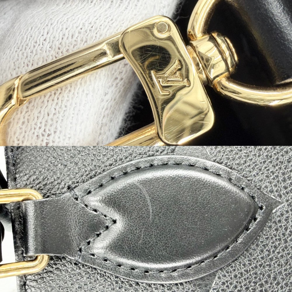 LOUIS VUITTON ルイヴィトン 2WAY オンザゴーPM ハンドバッグ ショルダーバッグ ミニバック ノワール M45653 モノグラムアンプラント ブラック 黒 ゴールド金具 レディース【中古品】