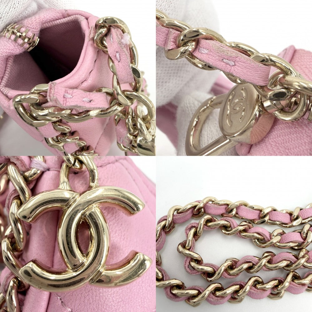 CHANEL シャネル ショルダーバッグ マトラッセ ミニホーボー ミニチェーンショルダーバッグ ポシェット ラムスキン ピンク ゴールド金具 レディース【中古品】