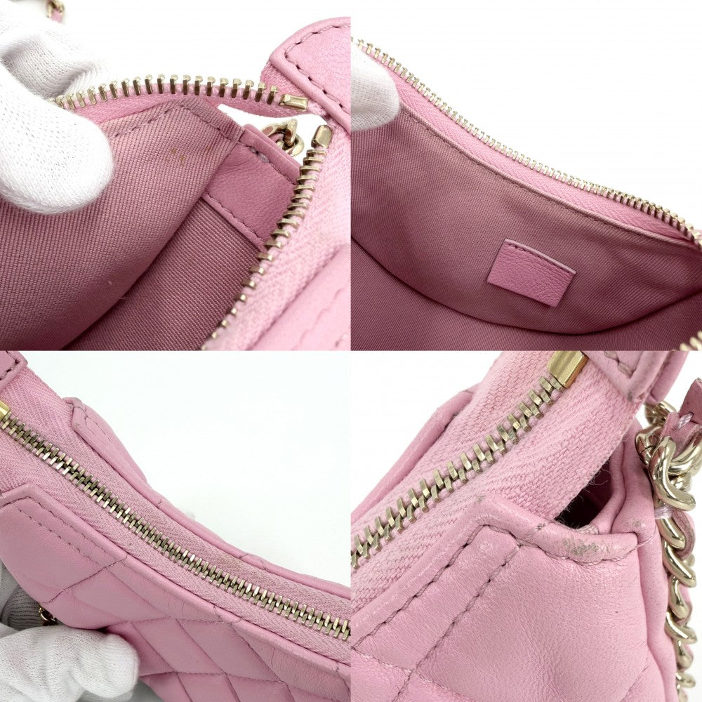 CHANEL シャネル ショルダーバッグ マトラッセ ミニホーボー ミニチェーンショルダーバッグ ポシェット ラムスキン ピンク ゴールド金具 レディース【中古品】