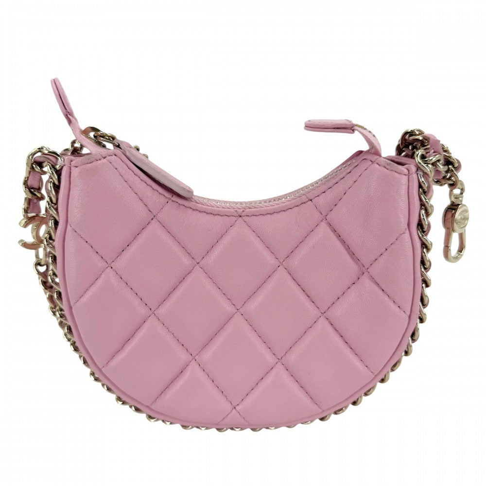 CHANEL シャネル ショルダーバッグ マトラッセ ミニホーボー ミニチェーンショルダーバッグ ポシェット ラムスキン ピンク ゴールド金具 レディース【中古品】