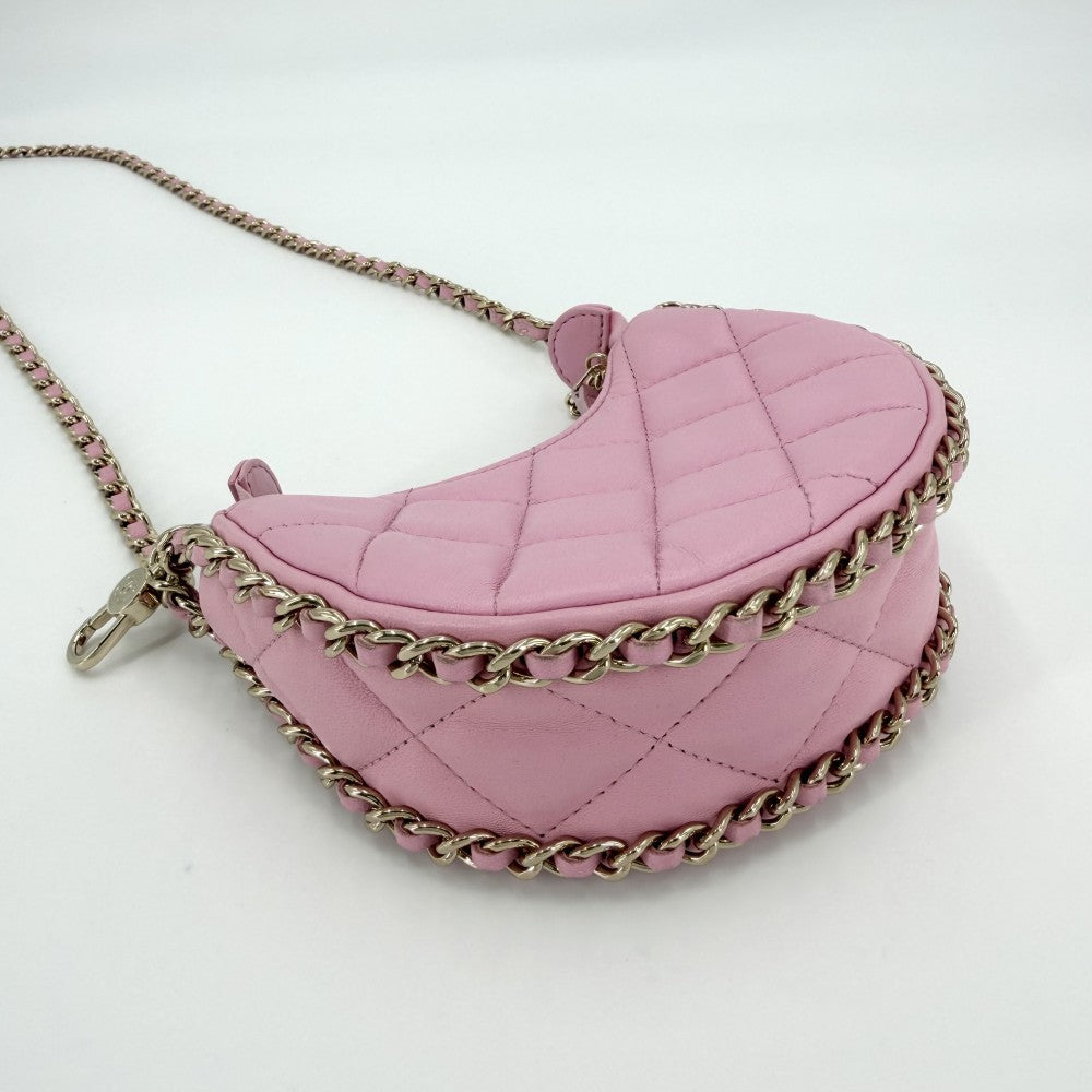 CHANEL シャネル ショルダーバッグ マトラッセ ミニホーボー ミニチェーンショルダーバッグ ポシェット ラムスキン ピンク ゴールド金具 レディース【中古品】