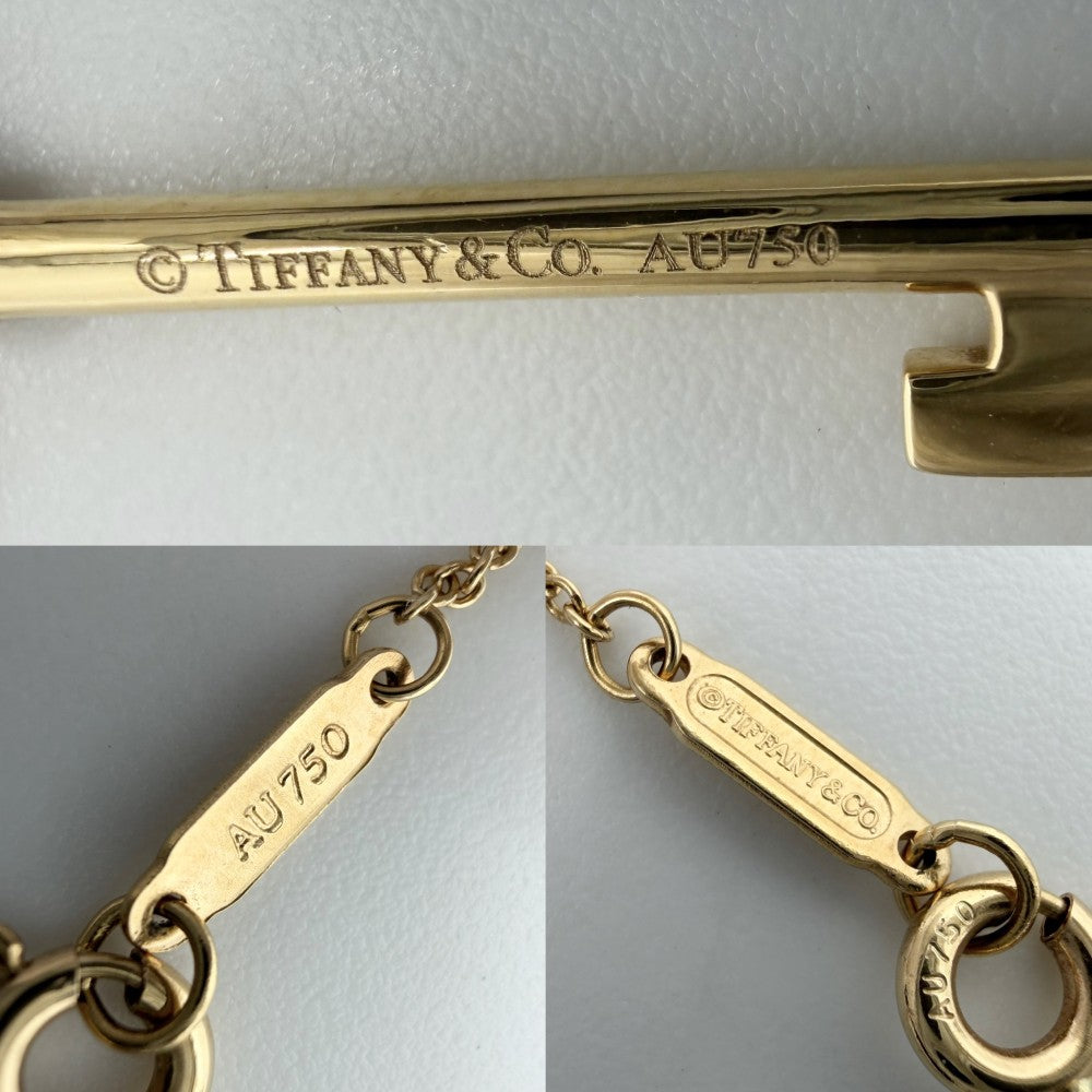 TIFFANY&Co. ティファニー ネックレス ペンダント クラウンキー ジュエリー アクセサリー 18金YG Au750 K18イエローゴールド ダイヤモンド ゴールド レディース 約5.2g【中古品】