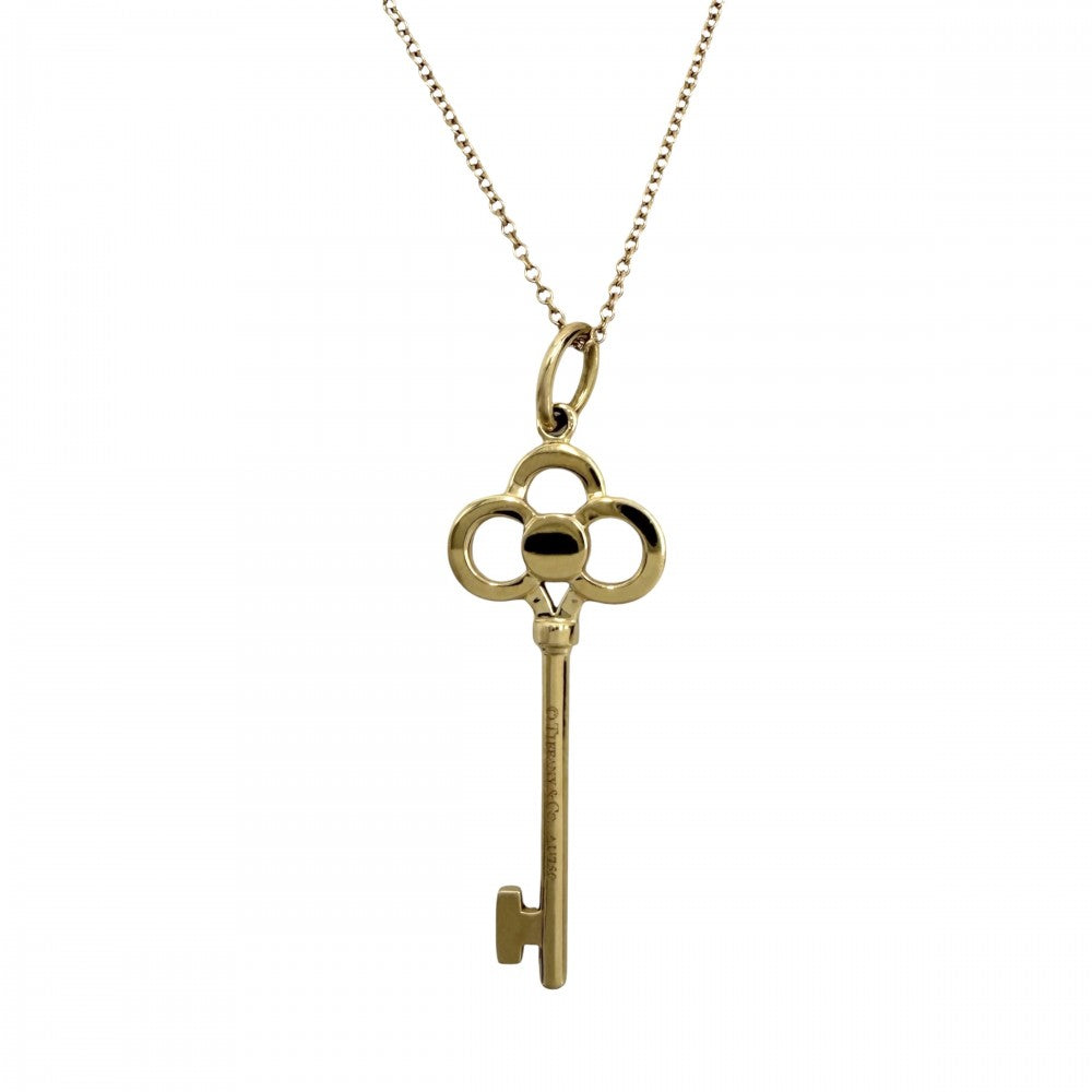 TIFFANY&Co. ティファニー ネックレス ペンダント クラウンキー ジュエリー アクセサリー 18金YG Au750 K18イエローゴールド ダイヤモンド ゴールド レディース 約5.2g【中古品】