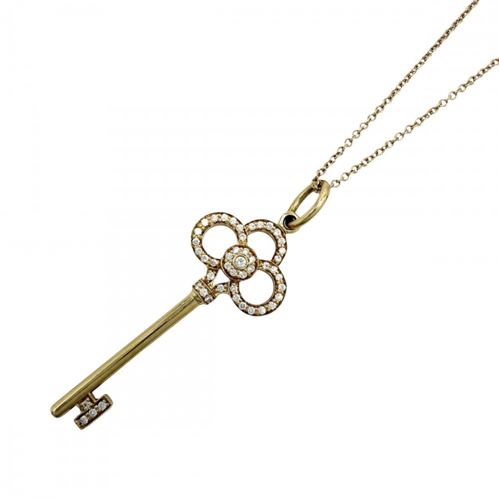 TIFFANY&Co. ティファニー ネックレス ペンダント クラウンキー ジュエリー アクセサリー 18金YG Au750 K18イエローゴールド ダイヤモンド ゴールド レディース 約5.2g【中古品】