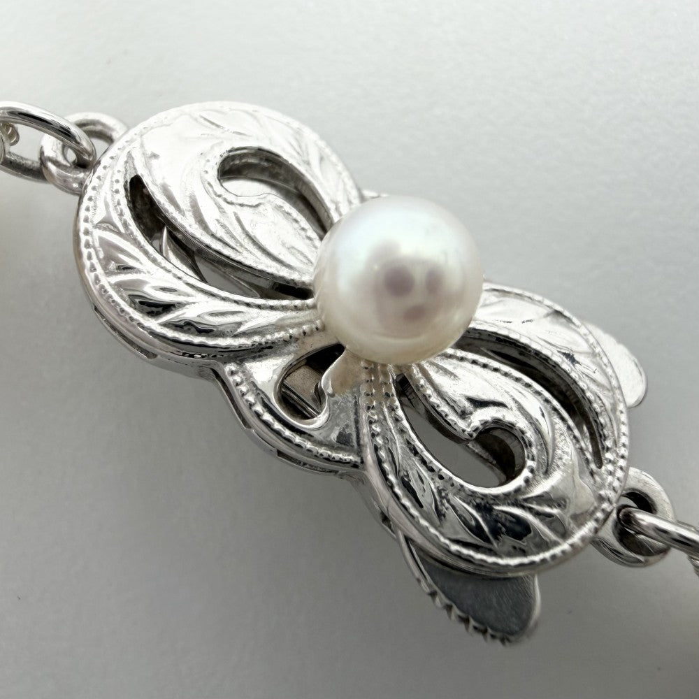 MIKIMOTO ミキモト ネックレス チャーム付き ジュエリー アクセサリー 真珠 フォーマル 冠婚葬祭 18金WG Au750 K18ホワイトゴールド パール約0.7mm レディース 約37.9g【中古品】
