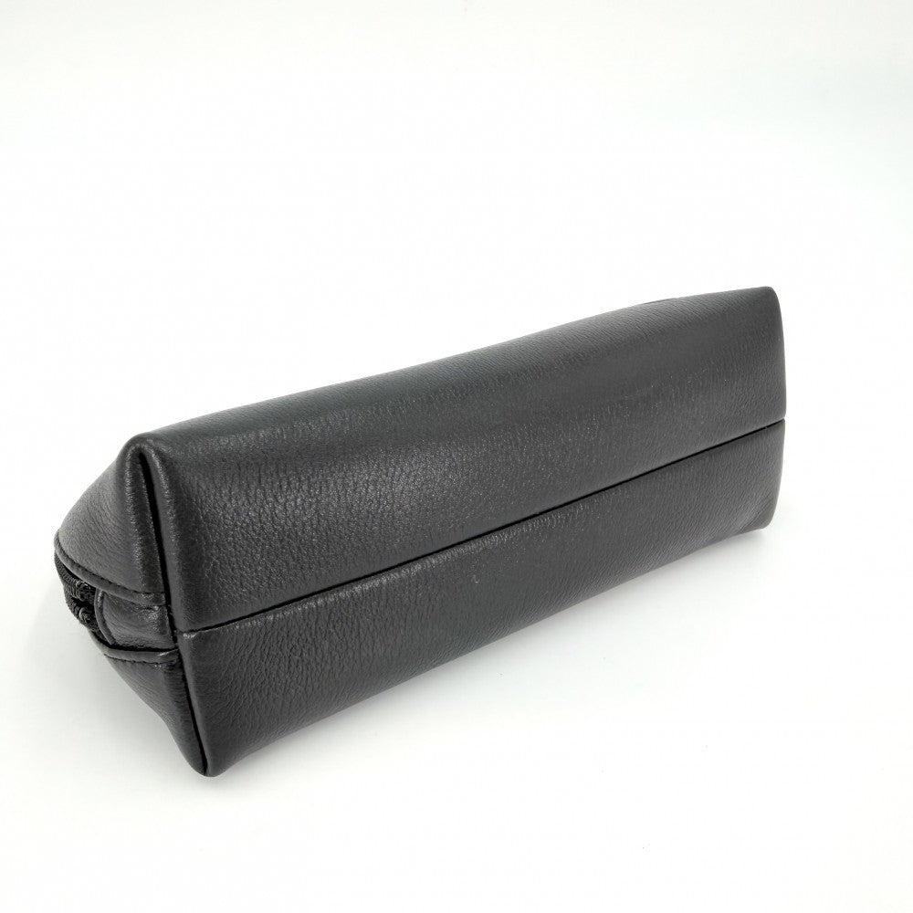 CHANEL シャネル ポーチ カメリア ココマーク 小物入れ レザー ブラック 黒 シルバー金具 レディース【中古品】