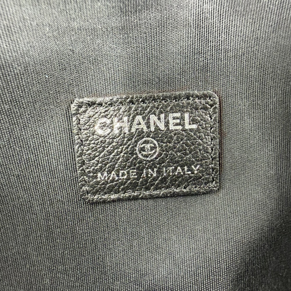 CHANEL シャネル ポーチ カメリア ココマーク 小物入れ レザー ブラック 黒 シルバー金具 レディース【中古品】