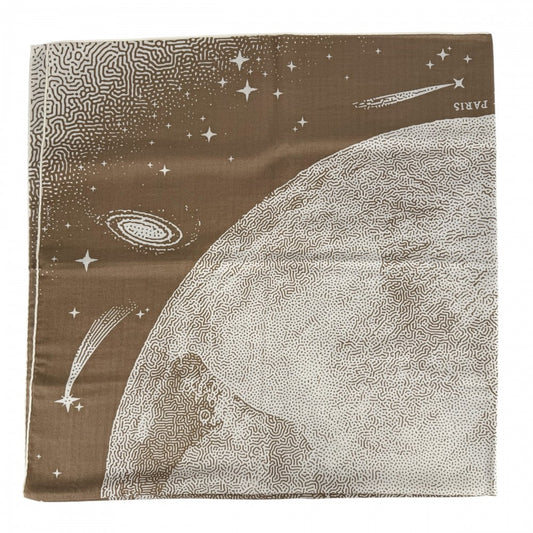HERMES エルメス ストール カレジェアン Clair de Lune スカーフ 大判 ファッションアイテム クレール・ドゥ・リュンヌ カレ140 カシミヤ シルク ブラウン 茶 ホワイト 白 レディース【中古品】