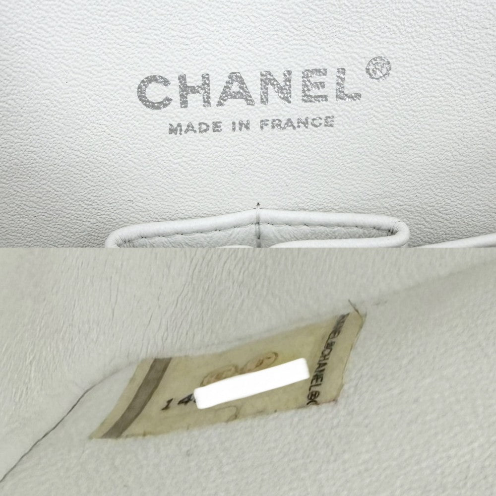 CHANEL シャネル ショルダーバッグ マトラッセ25 ダブルチェーン ダブルフラップ ココマーク ターンロック キャビアスキン ホワイト 白 シルバー金具 レディース【中古品】