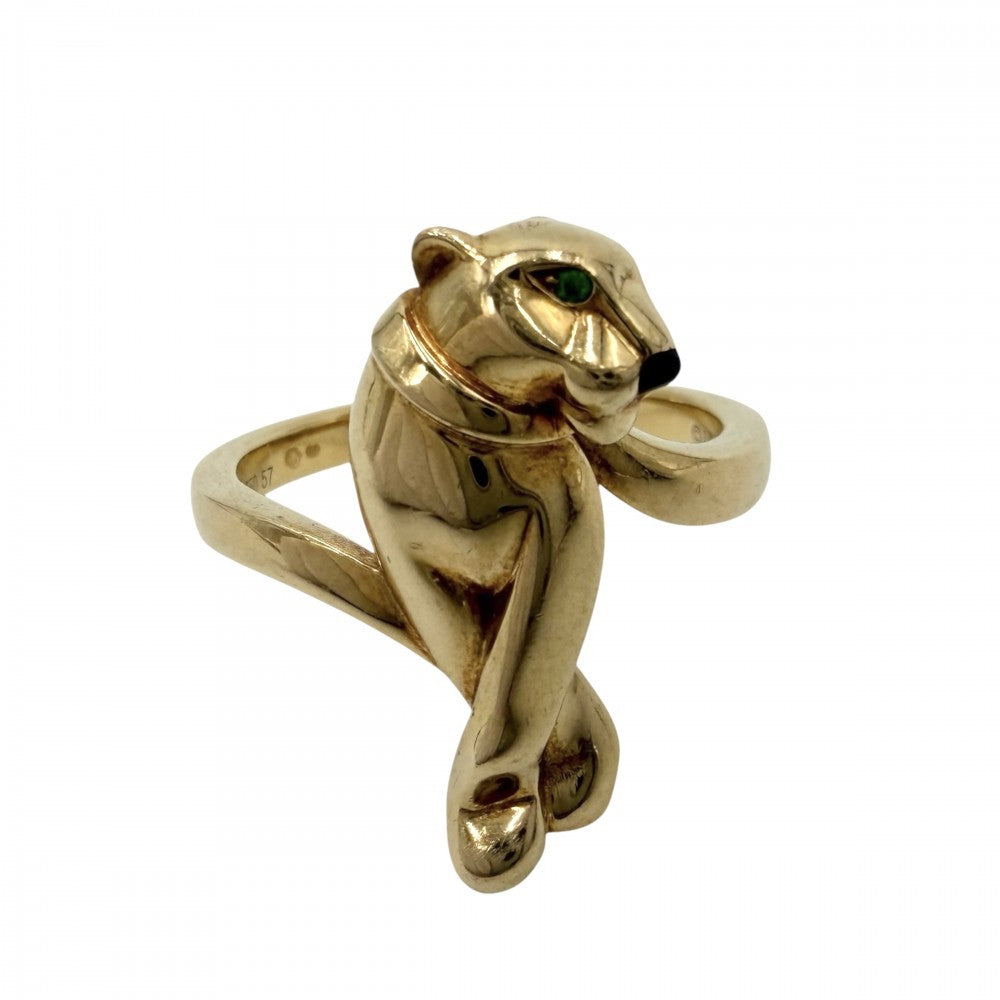 CARTIER カルティエ 指輪 パンテール ジュエリー アクセサリー Au750 18金YG パンサー 豹 57サイズ K18イエローゴールド ツァボライト 約16号 レディース 約7.8g【中古品】