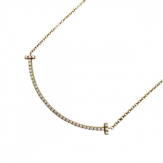 TIFFANY&Co. ティファニー ネックレス Tスマイル スモール ペンダント ジュエリー アクセサリー 18金YG Au750 K18イエローゴールド ダイヤモンド レディース 約2.1g【中古品】