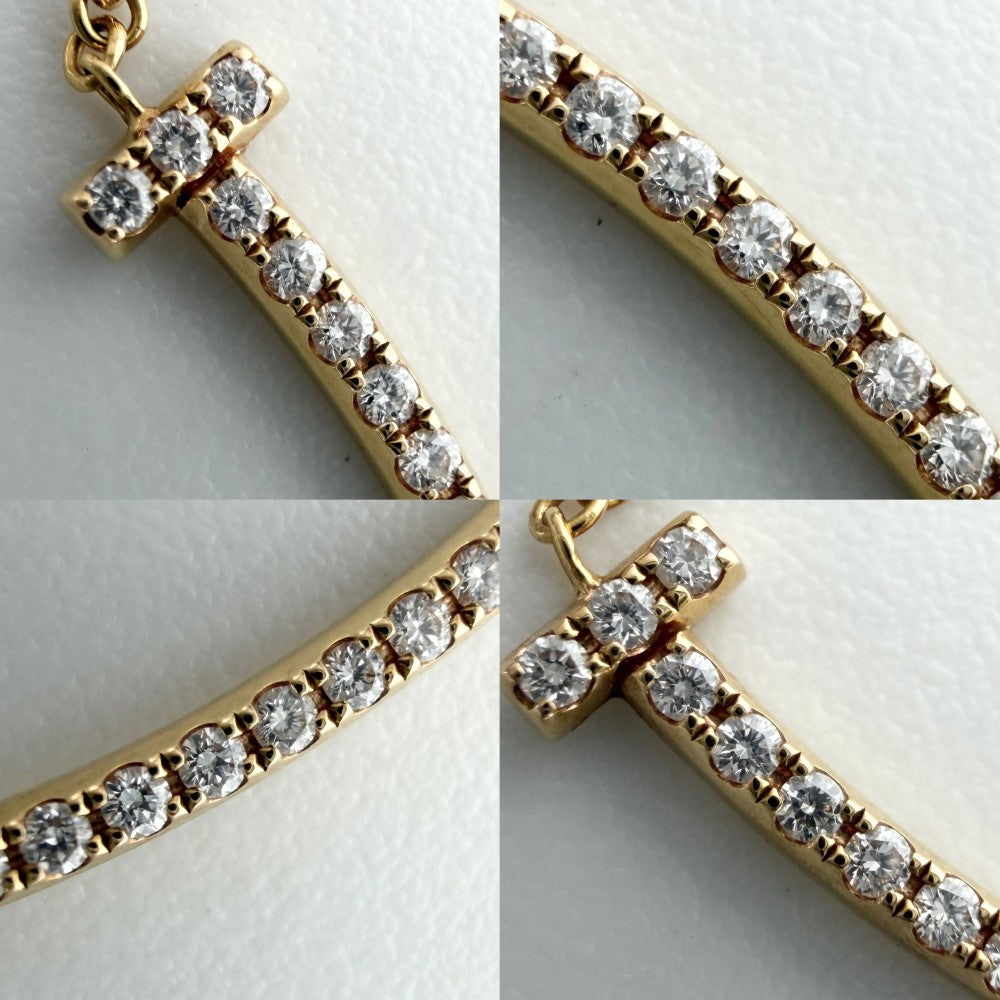 TIFFANY&Co. ティファニー ネックレス Tスマイル スモール ペンダント ジュエリー アクセサリー 18金YG Au750 K18イエローゴールド ダイヤモンド レディース 約2.1g【中古品】