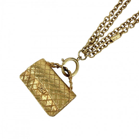 CHANEL シャネル ネックレス ココマーク マトラッセモチーフ アクセサリー バッグ ペンダント ヴィンテージ
 GP ゴールド レディース 約131.3g【中古品】