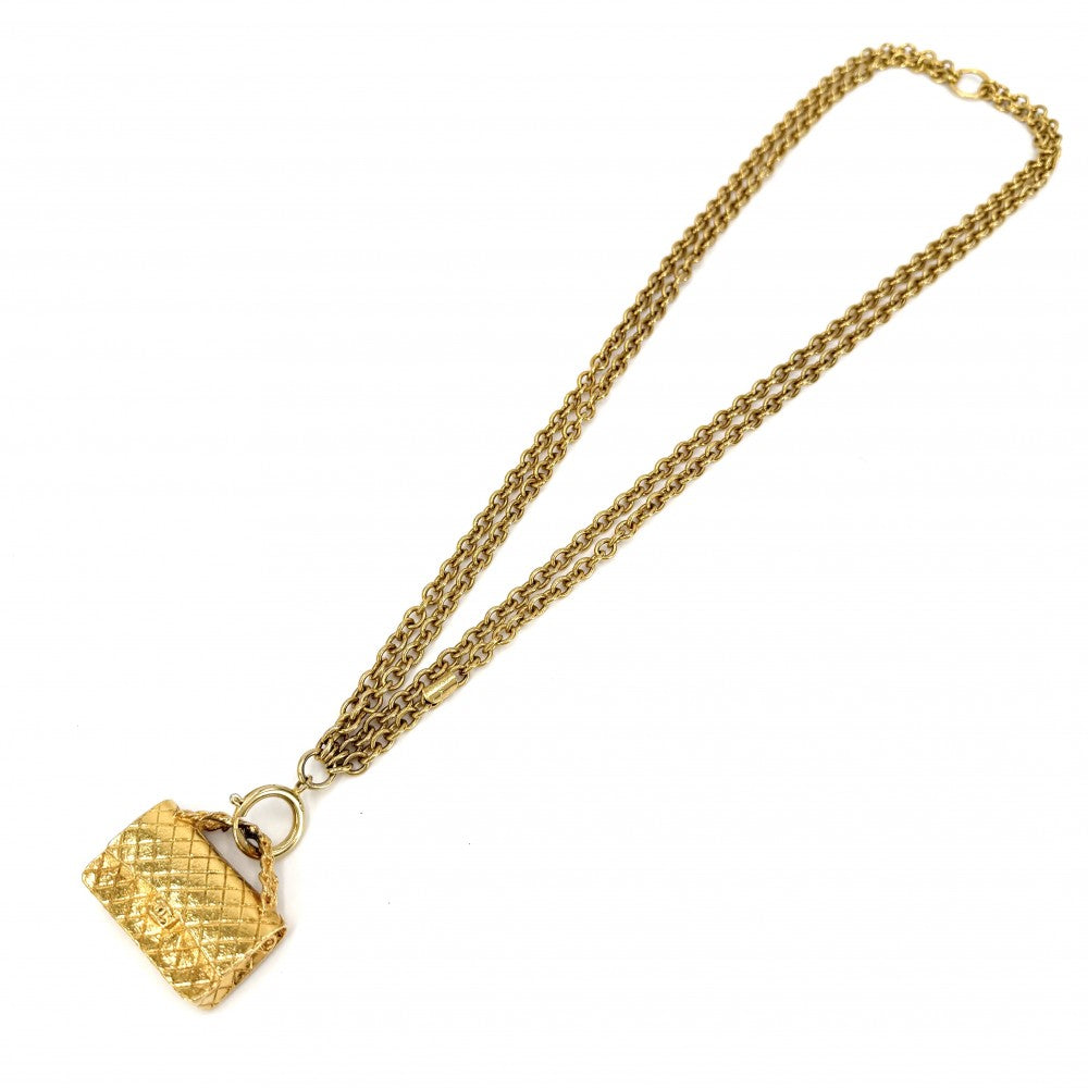 CHANEL シャネル ネックレス ココマーク マトラッセモチーフ アクセサリー バッグ ペンダント ヴィンテージ
 GP ゴールド レディース 約131.3g【中古品】