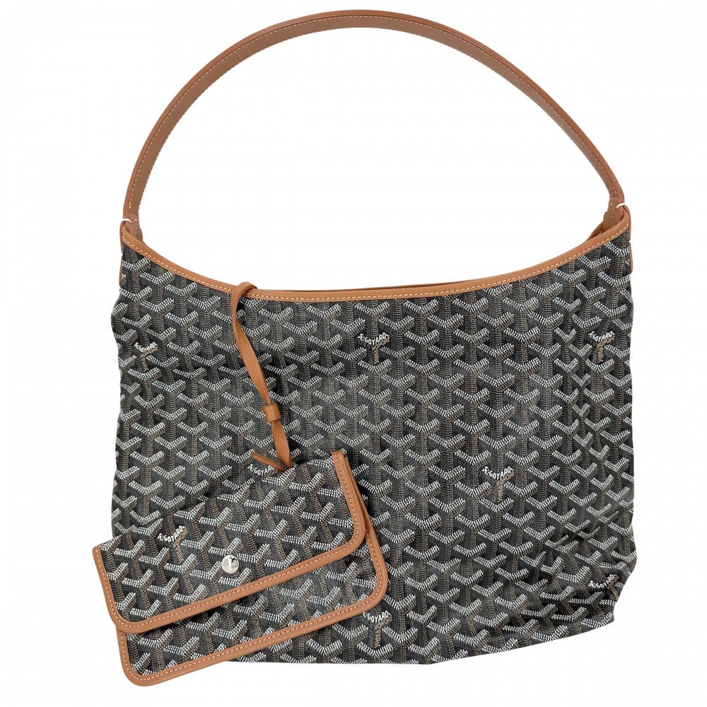 GOYARD ゴヤール トートバッグ ボエム ホーボーバッグ ポーチ付き かばん 鞄 コーティングキャンバス レザー ブラック 黒 ブラウン 茶 シルバー金具 レディース【中古品】