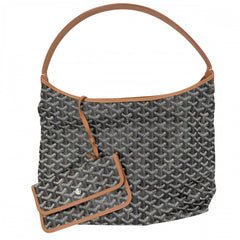 GOYARD ゴヤール トートバッグ ボエム ホーボーバッグ ポーチ付き かばん 鞄 コーティングキャンバス レザー ブラック 黒 ブラウン 茶 シルバー金具 レディース【中古品】