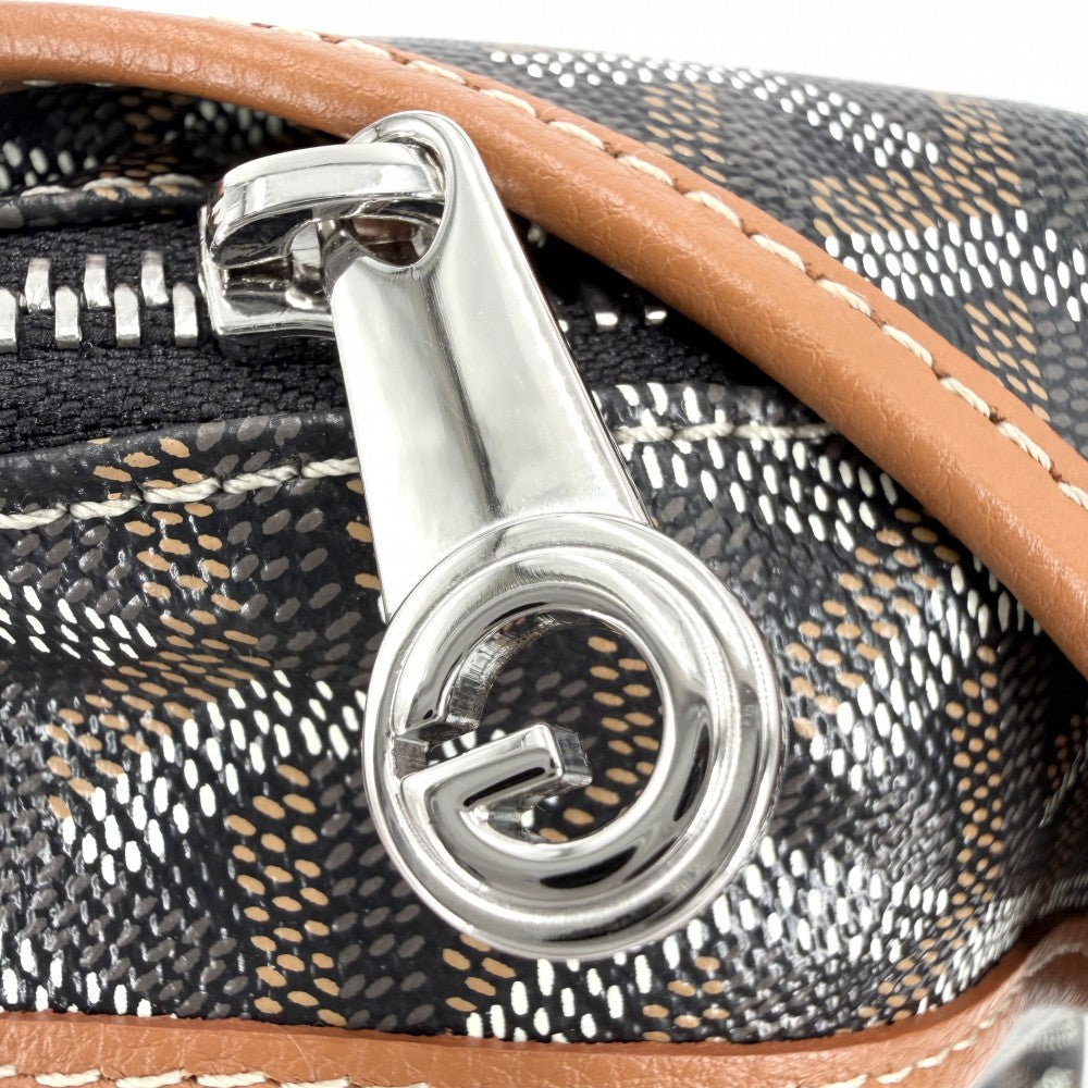GOYARD ゴヤール トートバッグ ボエム ホーボーバッグ ポーチ付き かばん 鞄 コーティングキャンバス レザー ブラック 黒 ブラウン 茶 シルバー金具 レディース【中古品】