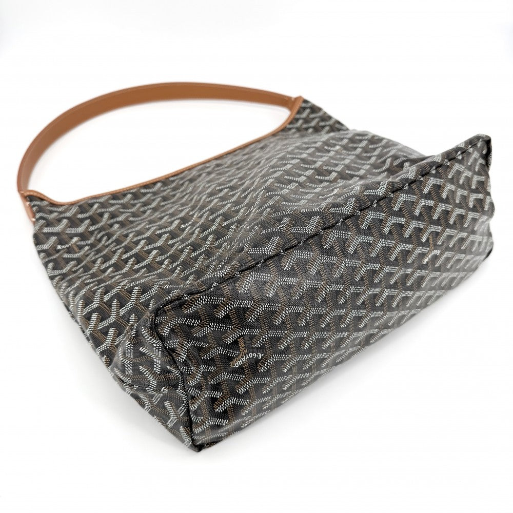 GOYARD ゴヤール トートバッグ ボエム ホーボーバッグ ポーチ付き かばん 鞄 コーティングキャンバス レザー ブラック 黒 ブラウン 茶 シルバー金具 レディース【中古品】