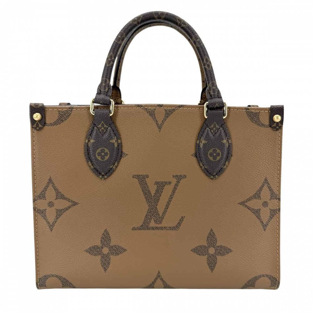 LOUIS VUITTON ルイヴィトン 2WAY モノグラムリバース オンザゴーPM ハンドバッグ ショルダーバッグ 鞄 かばん M46373 ブラウン 茶 ゴールド金具 レディース【中古品】