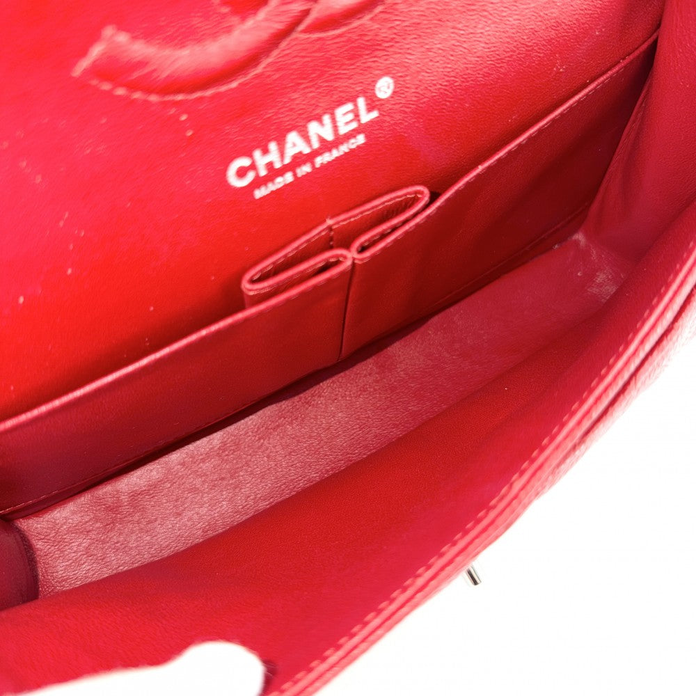 CHANEL シャネル ショルダーバッグ マトラッセ25 ダブルフラップ ダブルチェーン ココマーク ココ かばん 鞄 キャビアスキン レッド 赤 シルバー金具 レディース【中古品】