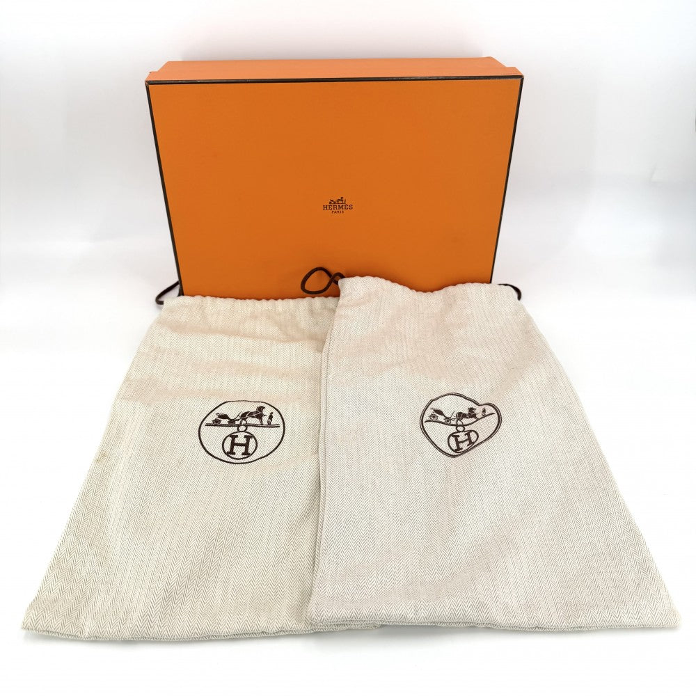 HERMES エルメス サンダル フラットシューズ 靴 41 1/2サイズ 約26.5cm 春 夏 レザー ブラウン 茶 ゴールド金具 レディース【中古品】